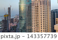 Modern skyscrapers in Jumeirah beach residence in Dubai, JBR aerial timelapse 143357739