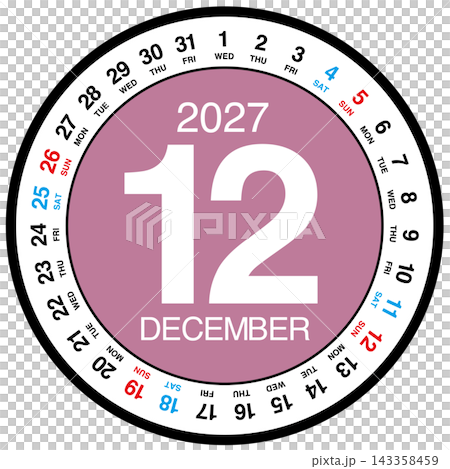 Circular calendar for December 2027 Circular calendar for December 2027 143358459