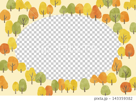 紅葉した木々の中央にコピースペースがあるA判サイズ背景 水彩タッチのベクターイラスト 紅葉した木々の中央にコピースペースがあるA判サイズ背景 水彩タッチのベクターイラスト 143359382