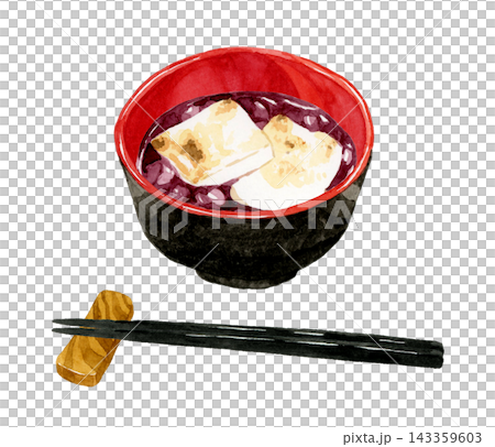お汁粉・ぜんざい 手描き水彩イラスト素材 お汁粉・ぜんざい 手描き水彩イラスト素材 143359603