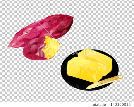 Sweet potato jelly and sweet potato set - Hand-drawn watercolor illustration material Sweet potato jelly and sweet potato set - Hand-drawn watercolor illustration material 143360019