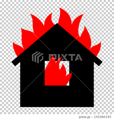 火事で燃える家を描いたイラスト素材 火事で燃える家を描いたイラスト素材 143360193