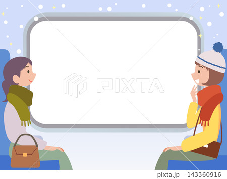 車窓の窓枠フレーム_冬_女子旅 143360916