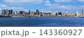 Panoramic view of Montreal skyline in autumn with Saint Lawrence River on the foreground 143360927