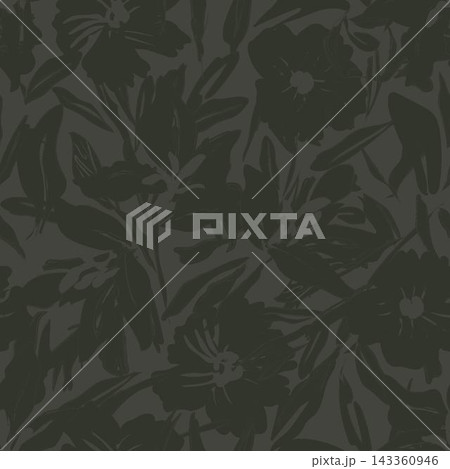 Classic Khaki Green Brushstroke Floral seamless pattern design for fashion and home textiles, graphics and backgrounds 143360946