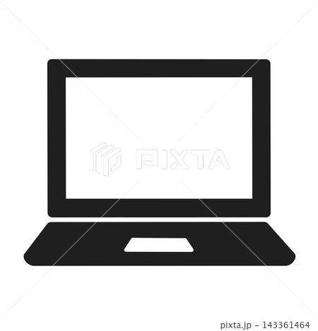 ノートPCアイコン　ラップトップ　シンプル　黒 143361464