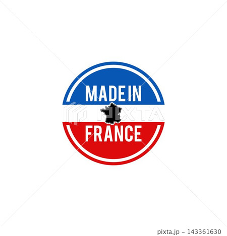 Made in france labels, stamps, badges with french flag template 143361630
