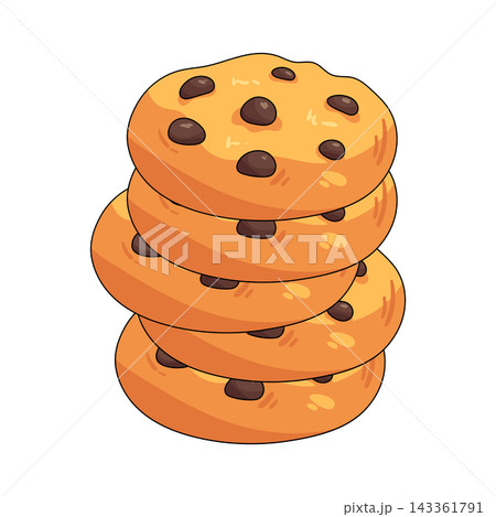 Illustration of stack of chocolate chip cookies 143361791
