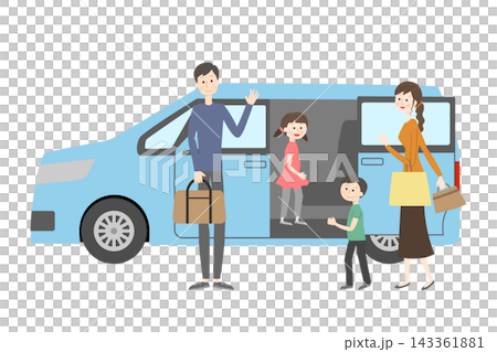 Family getting into a family car Family getting into a family car 143361881