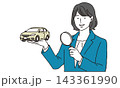 虫眼鏡で自動車の査定をする女性のイメージイラスト 虫眼鏡で自動車の査定をする女性のイメージイラスト 143361990