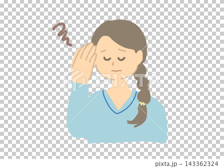 頭が痛い、悩んでいる女性のイラスト素材 143362324
