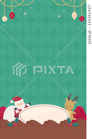 チョコレートケーキのクリスマスフレーム2_縦 143362487