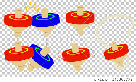 Spinning top illustration set Spinning top illustration set 143362778