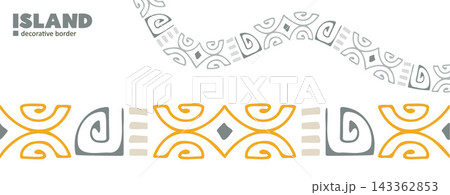 Decorative Tiki Border Elements Inspired by Oceania 143362853