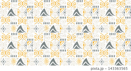 Tiki Tribal Seamless Pattern with Primitive Symbols 143363565
