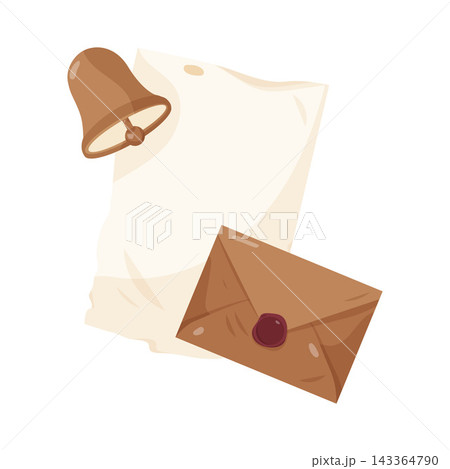 Illustration of Vintage Letter and Bell Illustration of Vintage Letter and Bell 143364790