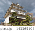 曇り空の下にたたずむ丸亀城 143365104