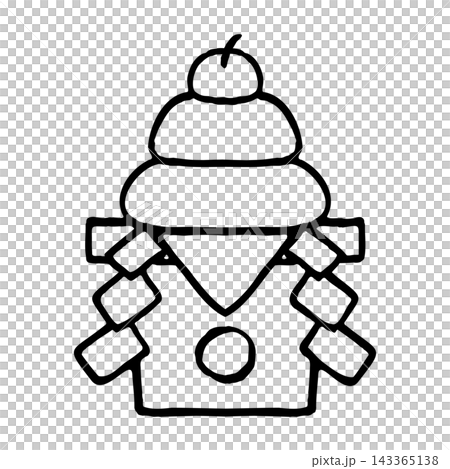 Hand-drawn illustration of Kagami Mochi (rice cake offering). Hand-drawn illustration of Kagami Mochi (rice cake offering). 143365138