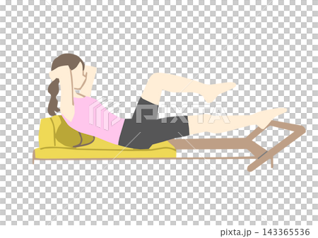 マシンピラティスをする女性のイラスト素材　エクササイズ 143365536