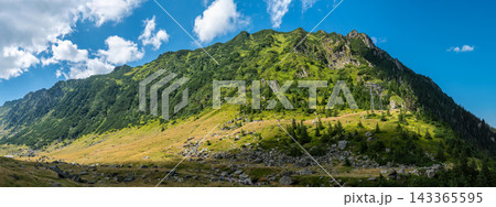 Scenic Mountain Valley View In Transfagarasan Fagaras Mountains Romania Scenic Mountain Valley View In Transfagarasan Fagaras Mountains Romania 143365595