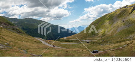 Panoramic View Of Transfagarasan Highway Fagaras Mountains Romania Landscape Panoramic View Of Transfagarasan Highway Fagaras Mountains Romania Landscape 143365604