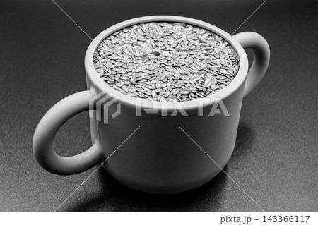 beautiful texture ripe of natural flax seeds on background 143366117
