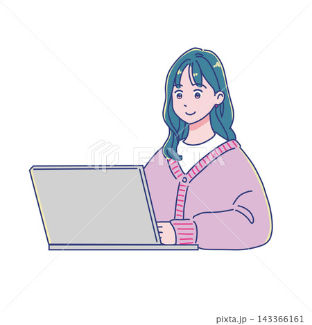 パソコンを使う若い女性 パソコンを使う若い女性 143366161