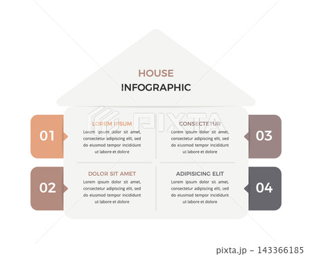 House-Shaped Four Section Infographic Template 143366185