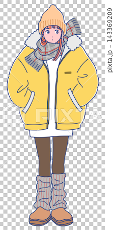 A girl wearing thick, fluffy clothes A girl wearing thick, fluffy clothes 143369209