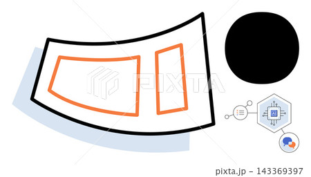 Abstract interface panels with circuit board icons and data nodes vector illustration. Software development, digital infrastructure, system architecture, network connectivity, user experience Abstract interface panels with circuit board icons and data nodes vector illustration. Software development, digital infrastructure, system architecture, network connectivity, user experience 143369397