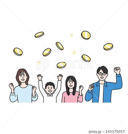 お金のことを考える家族 143370057