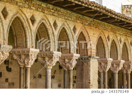 Moissac Abbey cloister arches and carved capitals Moissac Abbey cloister arches and carved capitals 143370149