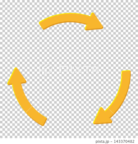三個黃色的三維旋轉箭頭 三個黃色的三維旋轉箭頭 143370482