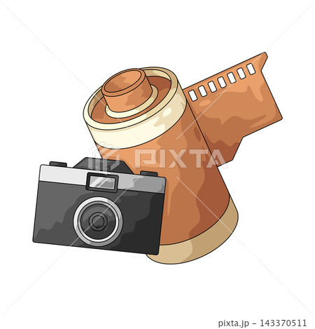 Illustration of Camera and Film Roll Illustration of Camera and Film Roll 143370511