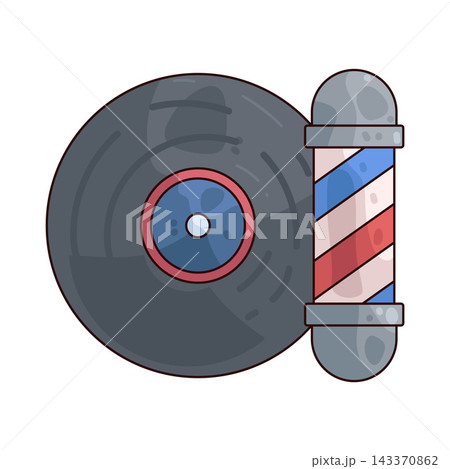 Illustration of Vinyl Record with barber pole 143370862