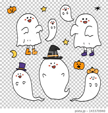 Halloween Ghosts Illustration Set Halloween Ghosts Illustration Set 143370940