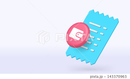 Success shopping payment receipt list of purchase 3d icon banner copy space vector illustration Success shopping payment receipt list of purchase 3d icon banner copy space vector illustration 143370963