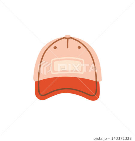 Pink and red two tone baseball cap vector illustration. Classic summer casual sport hat isolated on white background 143371328