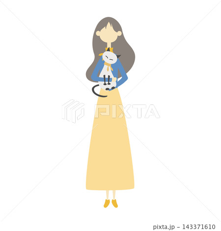 ネコを抱っこしている女性 ネコを抱っこしている女性 143371610