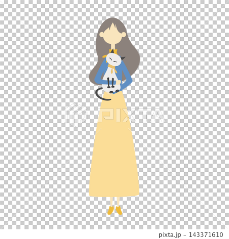 ネコを抱っこしている女性 ネコを抱っこしている女性 143371610