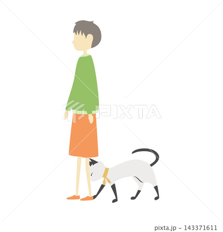 男の子とスキンシップをしている猫 男の子とスキンシップをしている猫 143371611