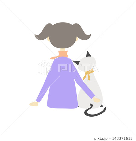 女の子とスキンシップをしている猫 女の子とスキンシップをしている猫 143371613