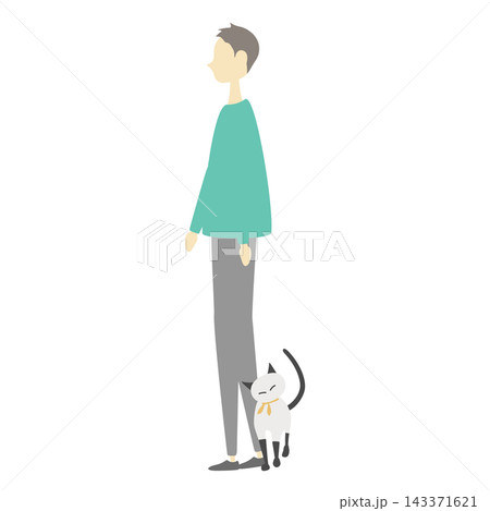 男性とスキンシップをしている猫 男性とスキンシップをしている猫 143371621