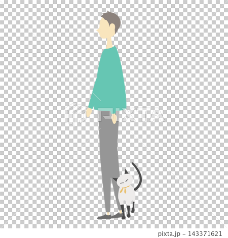 男性とスキンシップをしている猫 男性とスキンシップをしている猫 143371621