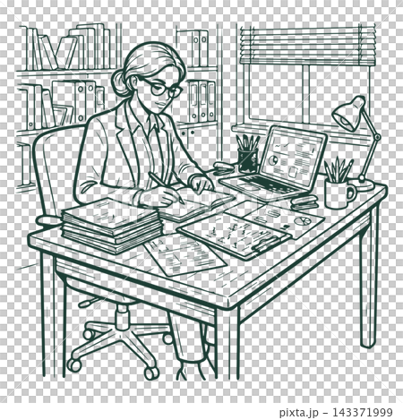 Office Worker Reading Documents Office Worker Reading Documents 143371999