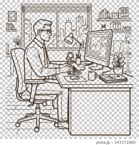 Office Worker at Computer Office Worker at Computer 143372000