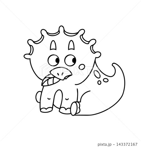 Cute baby triceratops dinosaur coloring page outline vector. Sweet adorable cheerful lovely nature character. Kids nursery wall art apparel sticker project. Cute baby triceratops dinosaur coloring page outline vector. Sweet adorable cheerful lovely nature character. Kids nursery wall art apparel sticker project. 143372167