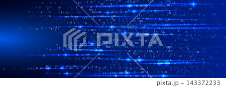 Glowing meteor shower of binary code for tech startups, innovation and tech AI implementation conference BG, digital transformation background, zeros and ones on blue background. Vector illustration Glowing meteor shower of binary code for tech startups, innovation and tech AI implementation conference BG, digital transformation background, zeros and ones on blue background. Vector illustration 143372233
