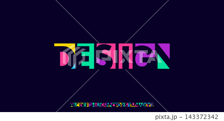 colorful abstract alphabet, bold playful letters, geometric modular font with vibrant display feel, creative logo branding, modern poster headline, artistic typographic identity. Vector typeset colorful abstract alphabet, bold playful letters, geometric modular font with vibrant display feel, creative logo branding, modern poster headline, artistic typographic identity. Vector typeset 143372342