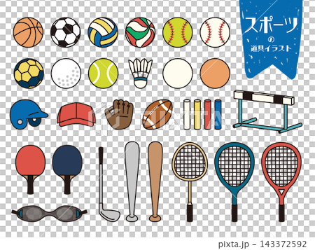Sports equipment illustration set Sports equipment illustration set 143372592